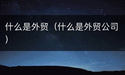 什么是外贸（什么是外贸公司）