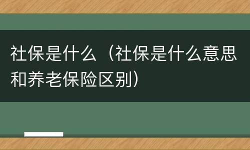 社保是什么（社保是什么意思和养老保险区别）