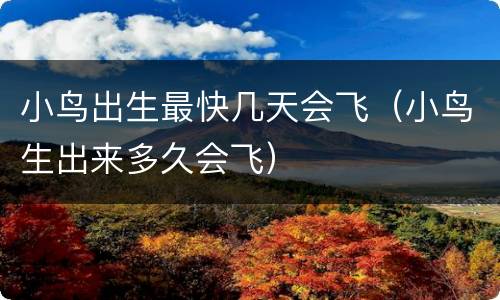 小鸟出生最快几天会飞（小鸟生出来多久会飞）