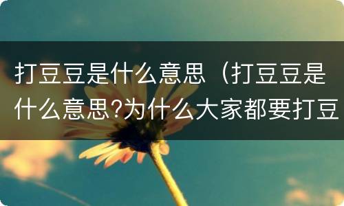 打豆豆是什么意思（打豆豆是什么意思?为什么大家都要打豆豆?）