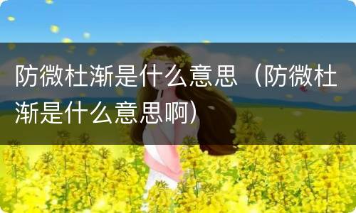 防微杜渐是什么意思（防微杜渐是什么意思啊）