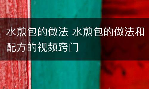 水煎包的做法 水煎包的做法和配方的视频窍门