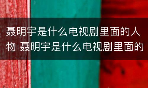 聂明宇是什么电视剧里面的人物 聂明宇是什么电视剧里面的人物名字