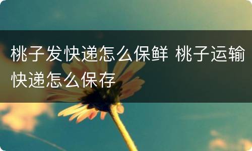 桃子发快递怎么保鲜 桃子运输快递怎么保存