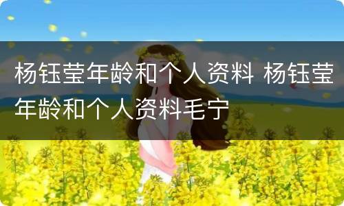 杨钰莹年龄和个人资料 杨钰莹年龄和个人资料毛宁