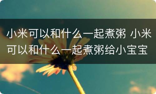 小米可以和什么一起煮粥 小米可以和什么一起煮粥给小宝宝吃