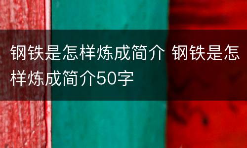 钢铁是怎样炼成简介 钢铁是怎样炼成简介50字