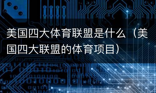 美国四大体育联盟是什么（美国四大联盟的体育项目）