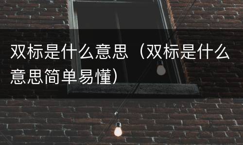 双标是什么意思（双标是什么意思简单易懂）