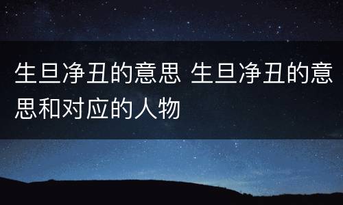 生旦净丑的意思 生旦净丑的意思和对应的人物