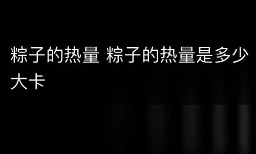 粽子的热量 粽子的热量是多少大卡