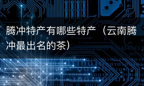 腾冲特产有哪些特产（云南腾冲最出名的茶）