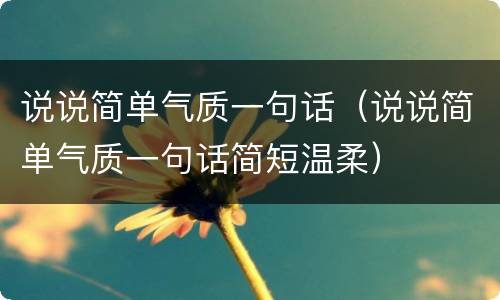 说说简单气质一句话（说说简单气质一句话简短温柔）