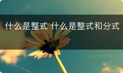 什么是整式 什么是整式和分式