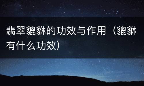 翡翠貔貅的功效与作用（貔貅有什么功效）