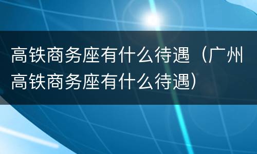 高铁商务座有什么待遇（广州高铁商务座有什么待遇）