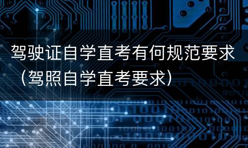 驾驶证自学直考有何规范要求（驾照自学直考要求）