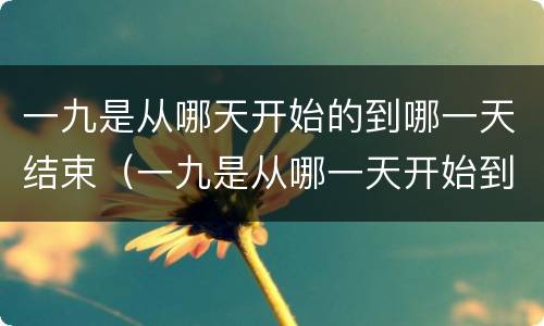 一九是从哪天开始的到哪一天结束（一九是从哪一天开始到哪一天结束）