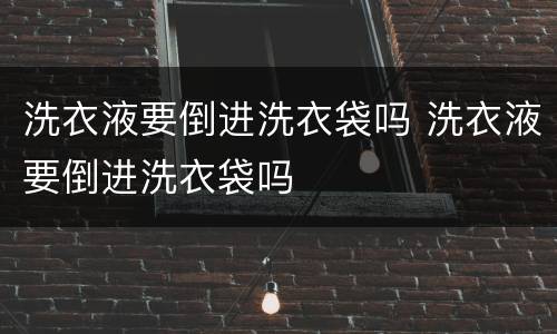洗衣液要倒进洗衣袋吗 洗衣液要倒进洗衣袋吗