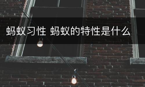 蚂蚁习性 蚂蚁的特性是什么
