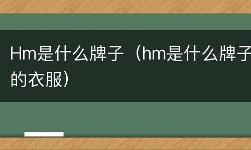Hm是什么牌子（hm是什么牌子的衣服）