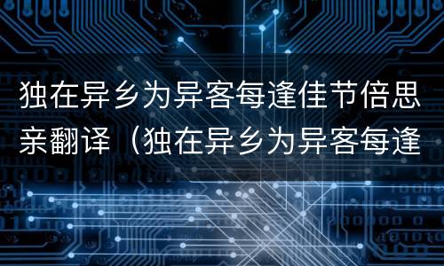 独在异乡为异客每逢佳节倍思亲翻译（独在异乡为异客每逢佳节倍思亲翻译诗句的意思）