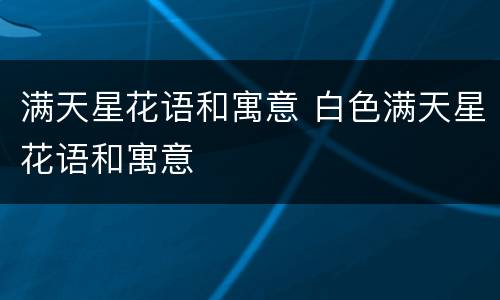 满天星花语和寓意 白色满天星花语和寓意