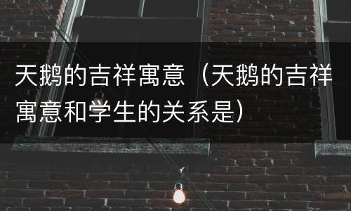 天鹅的吉祥寓意（天鹅的吉祥寓意和学生的关系是）