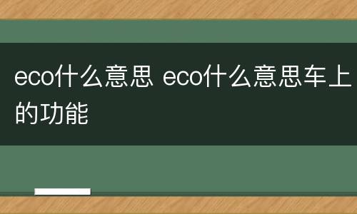 eco什么意思 eco什么意思车上的功能