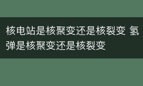 核电站是核聚变还是核裂变 氢弹是核聚变还是核裂变