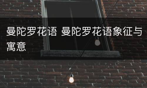 曼陀罗花语 曼陀罗花语象征与寓意