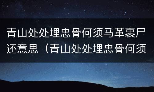 青山处处埋忠骨何须马革裹尸还意思（青山处处埋忠骨何须马革裹尸还意思是什么玩意儿）