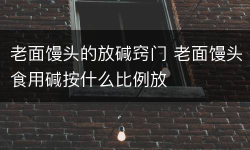 老面馒头的放碱窍门 老面馒头食用碱按什么比例放