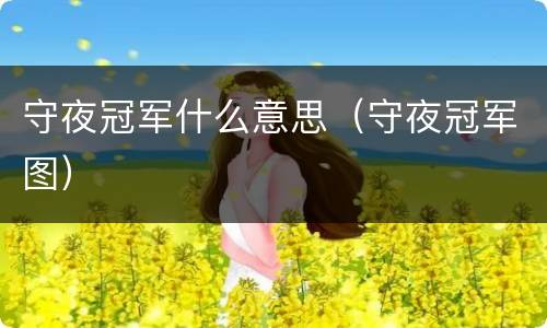守夜冠军什么意思（守夜冠军图）