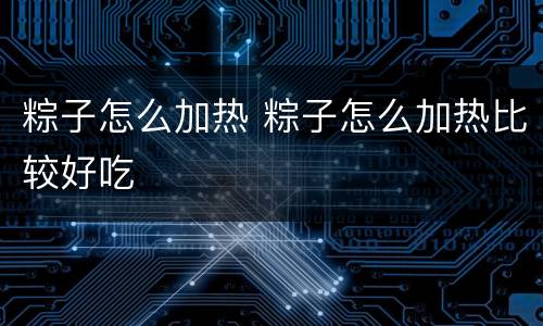 粽子怎么加热 粽子怎么加热比较好吃