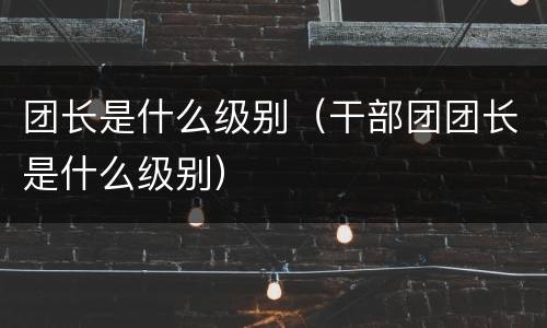 团长是什么级别（干部团团长是什么级别）