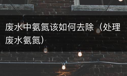 废水中氨氮该如何去除（处理废水氨氮）