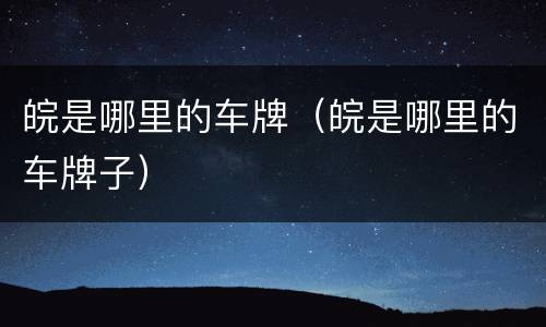 皖是哪里的车牌（皖是哪里的车牌子）