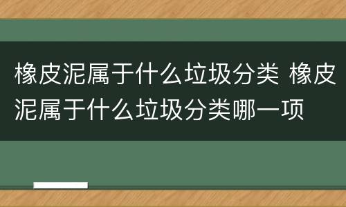 橡皮泥属于什么垃圾分类 橡皮泥属于什么垃圾分类哪一项