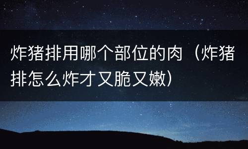 炸猪排用哪个部位的肉（炸猪排怎么炸才又脆又嫩）