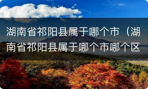 湖南省祁阳县属于哪个市（湖南省祁阳县属于哪个市哪个区王勇良）