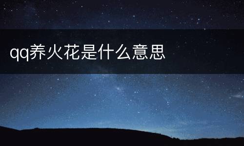qq养火花是什么意思