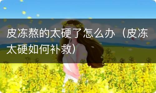 皮冻熬的太硬了怎么办（皮冻太硬如何补救）