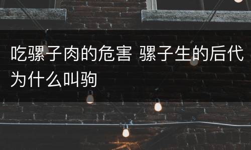 吃骡子肉的危害 骡子生的后代为什么叫驹