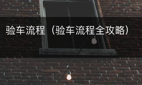验车流程（验车流程全攻略）