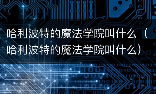 哈利波特的魔法学院叫什么（哈利波特的魔法学院叫什么）