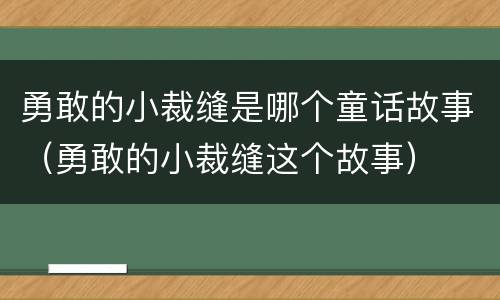 勇敢的小裁缝是哪个童话故事（勇敢的小裁缝这个故事）