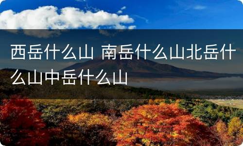 西岳什么山 南岳什么山北岳什么山中岳什么山