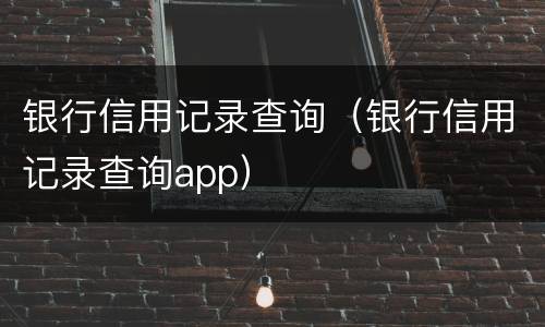 银行信用记录查询（银行信用记录查询app）