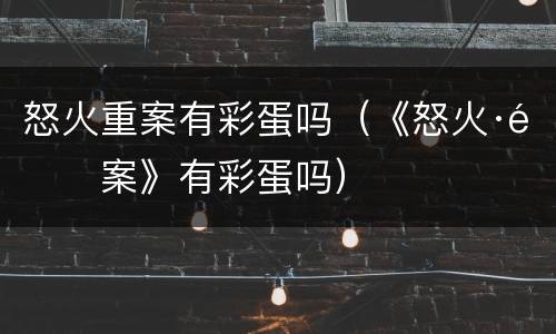 怒火重案有彩蛋吗（《怒火·重案》有彩蛋吗）